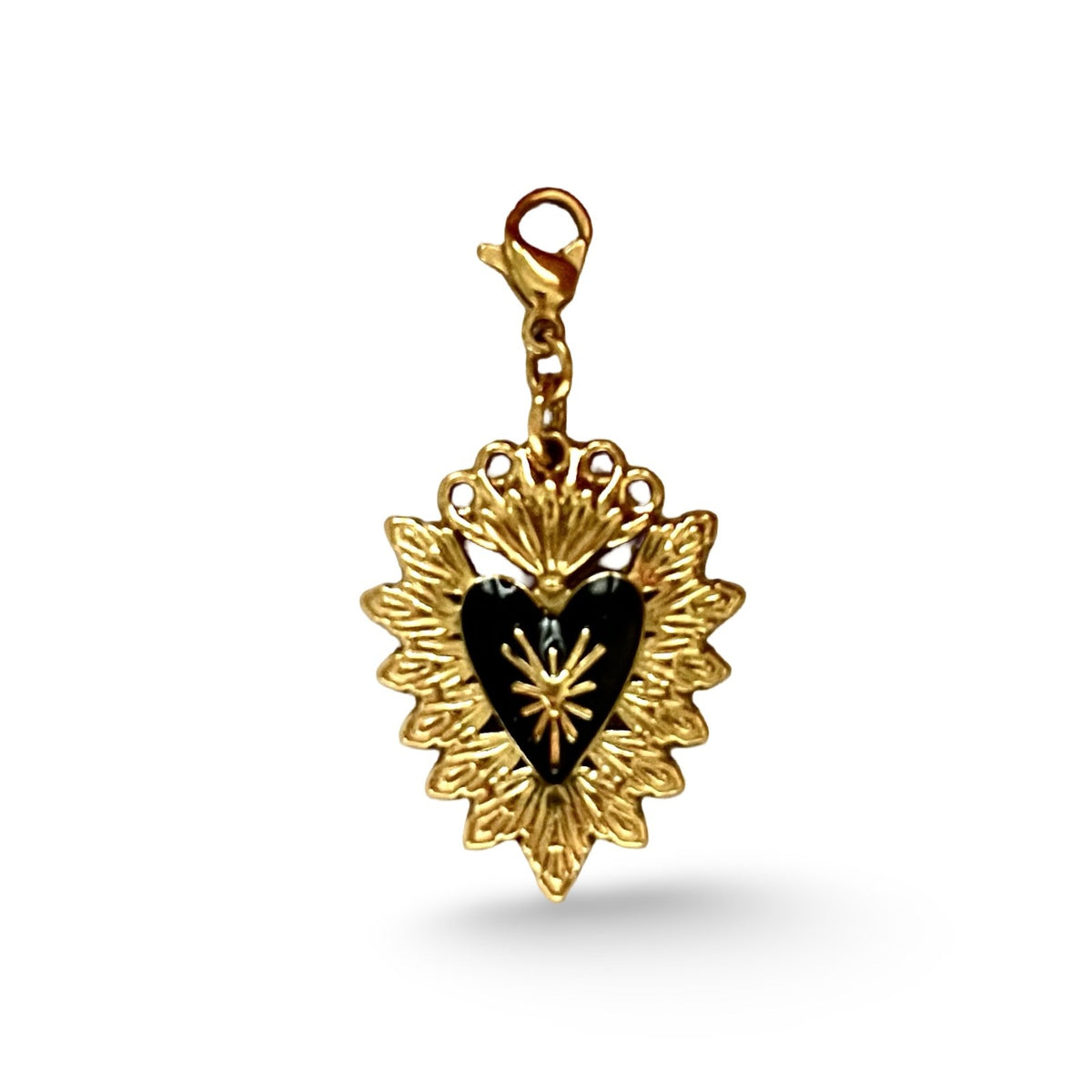 Charm coeur flamboyant émaillé