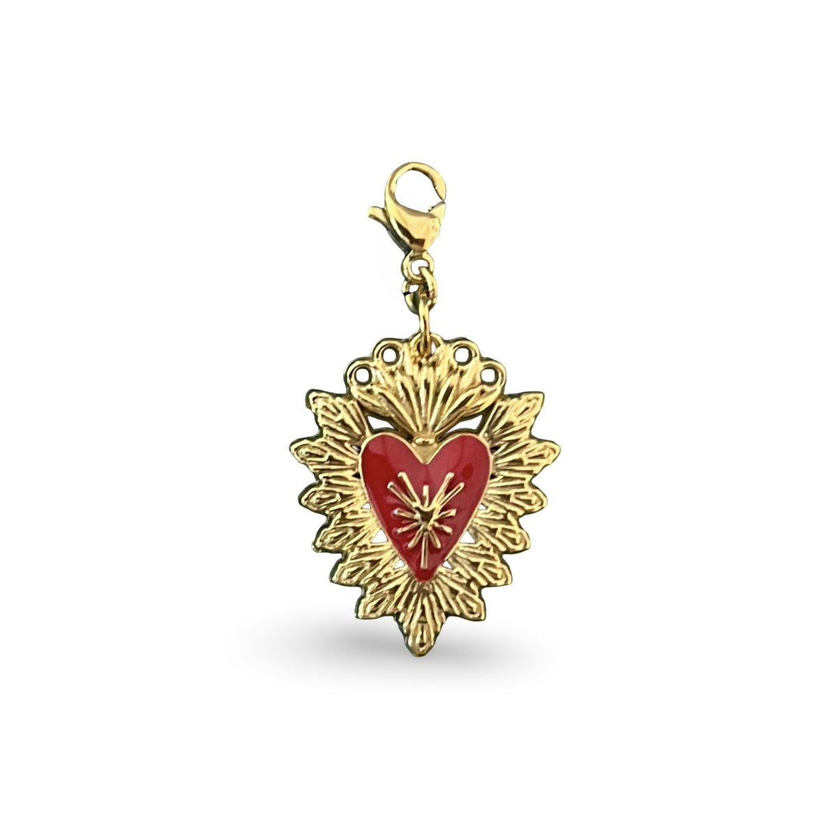 Charm coeur flamboyant émaillé