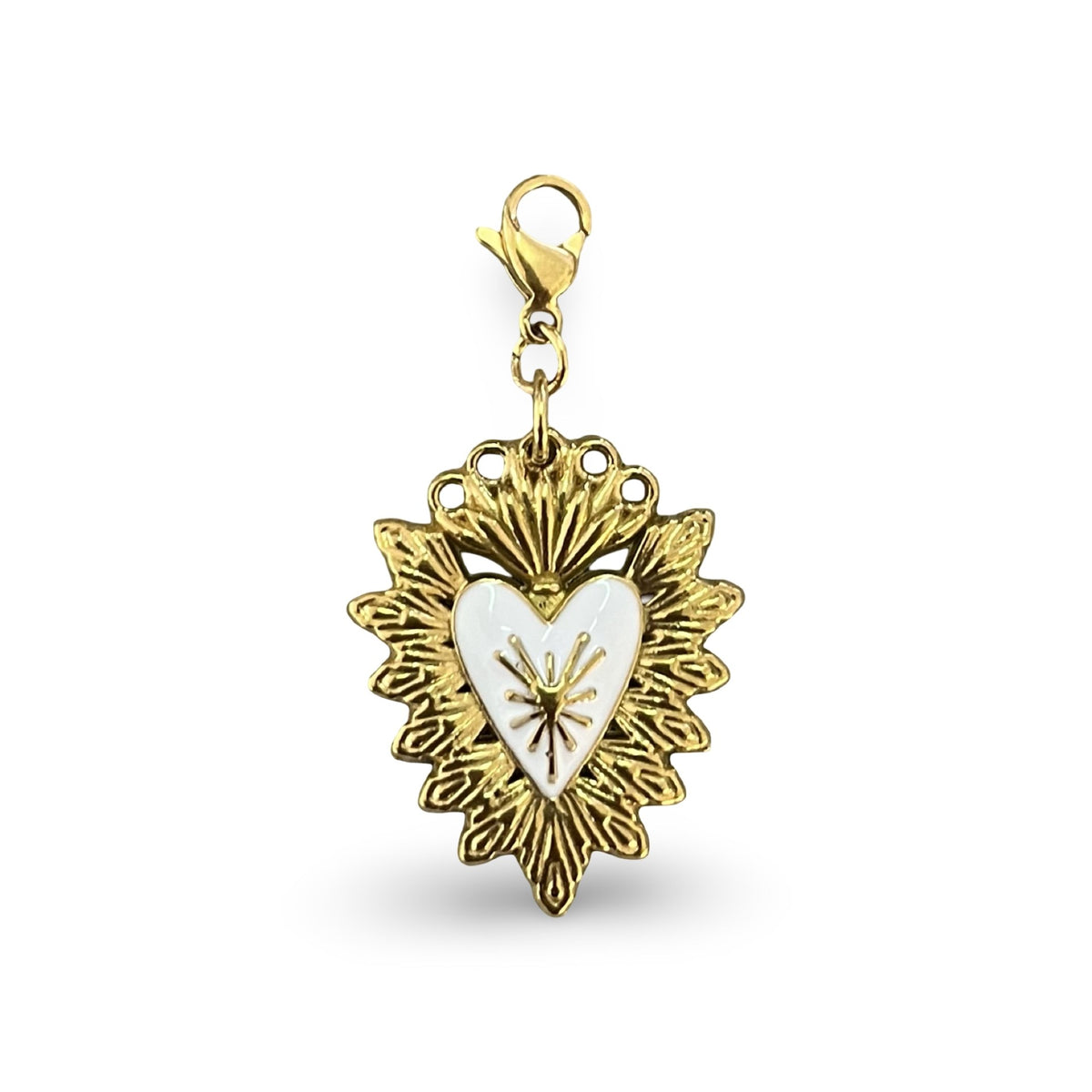 Charm coeur flamboyant émaillé