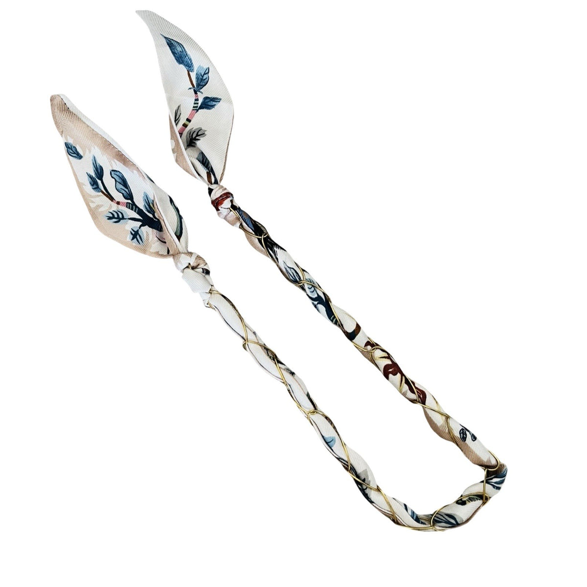Collier foulard beige bleu