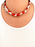 Collier foulard coeur rouge orange