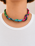 Collier foulard fushia vert turquoise