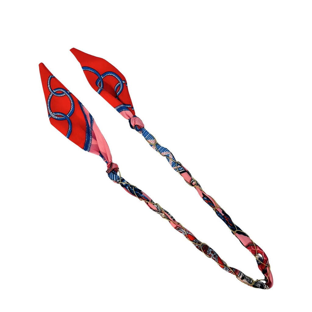 Collier foulard rose bleu rouge