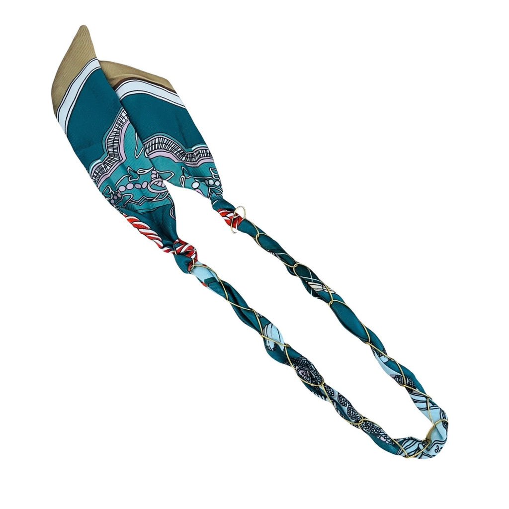 Collier foulard verts et gris