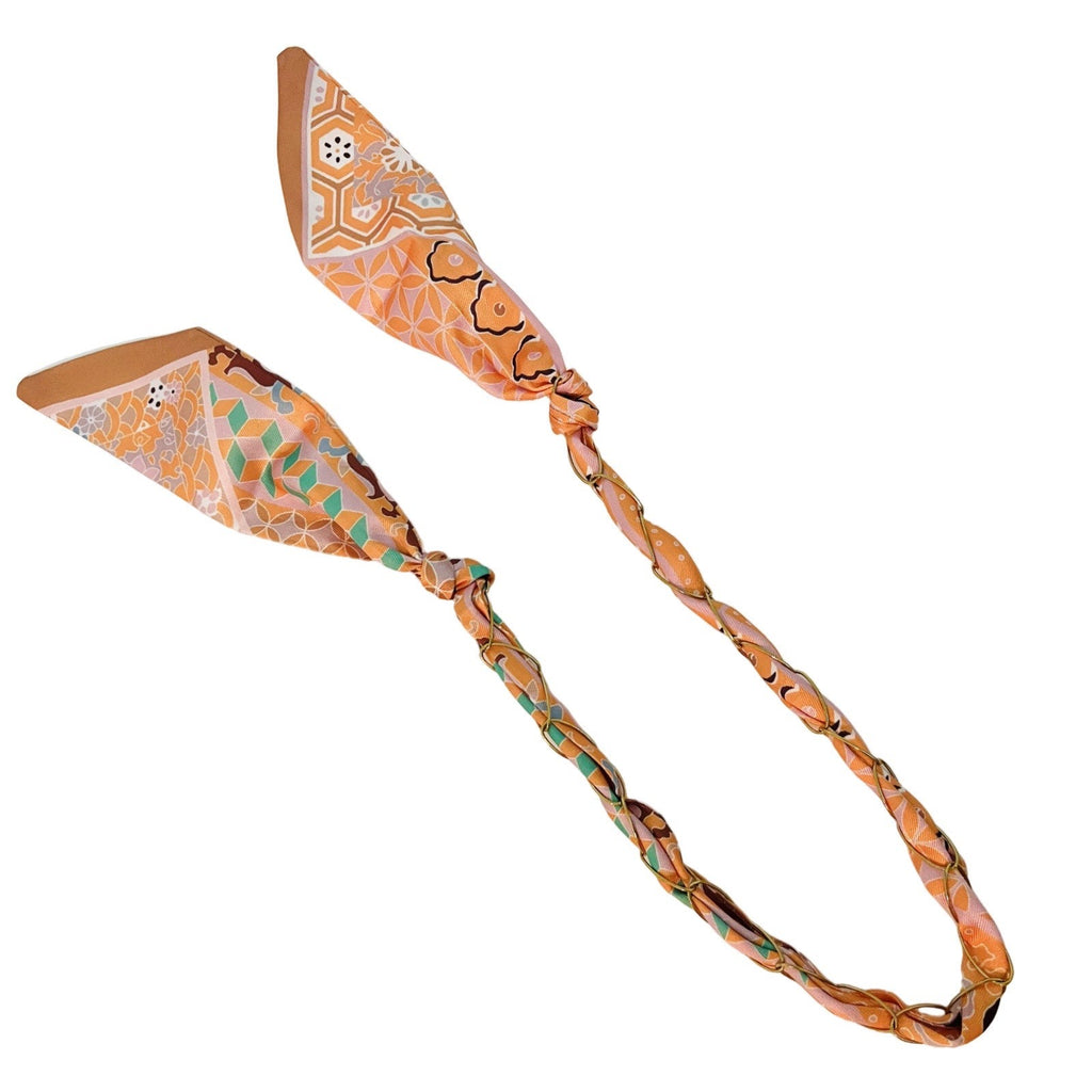 Collier foulard orange et brun