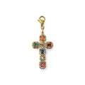 Charm croix multicolore strass