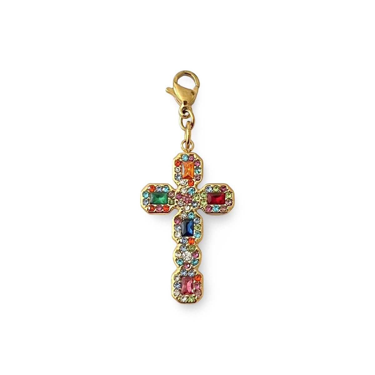 Charm croix multicolore strass